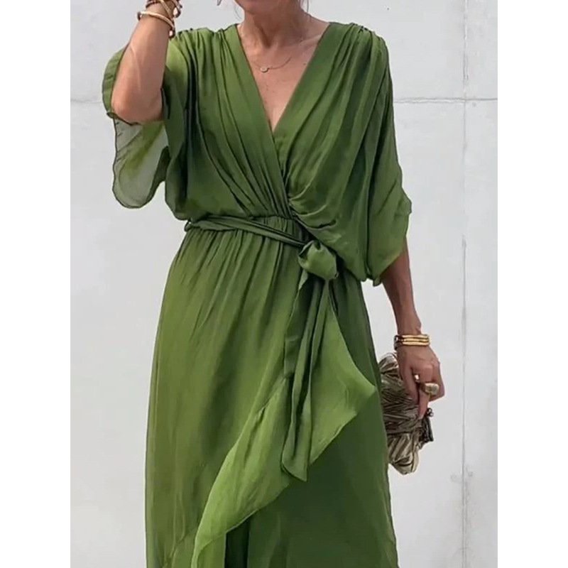 Elegant Bat Sleeve Long Dress - Image 4