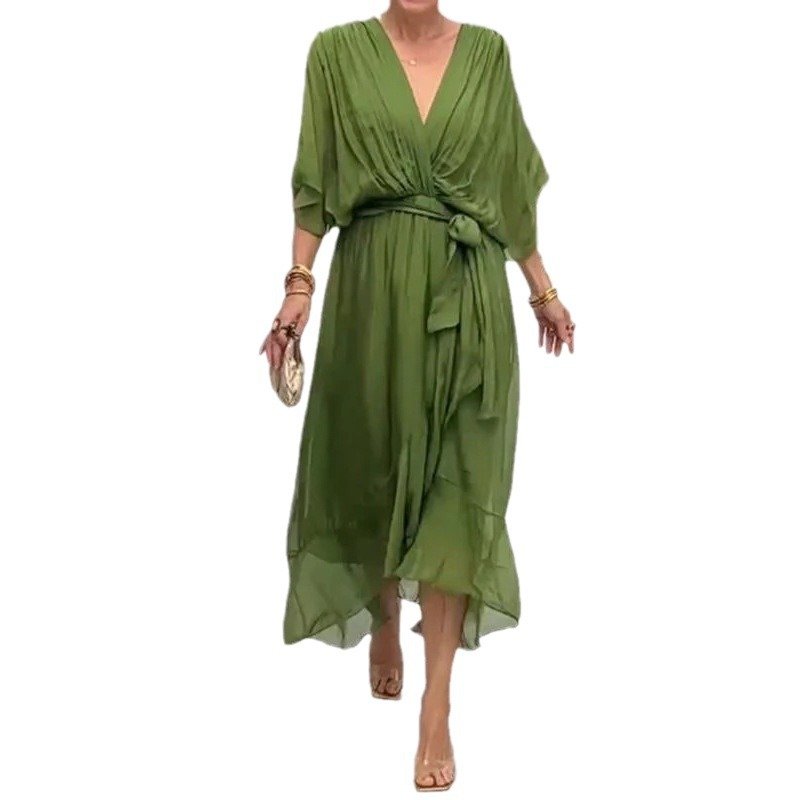 Elegant Bat Sleeve Long Dress - Image 5