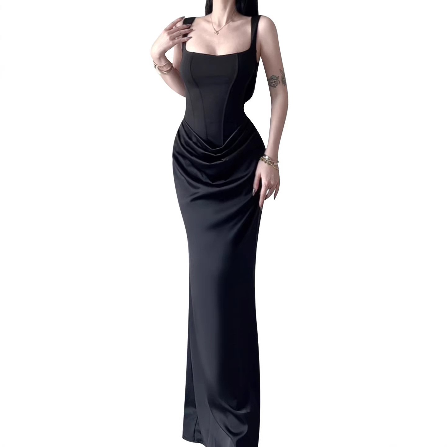 Sleeveless Backless Bodycon Long Dress with Fish Tail Hem - Image 5