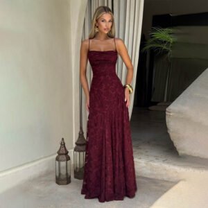 Elegant Lace Backless Evening Dress