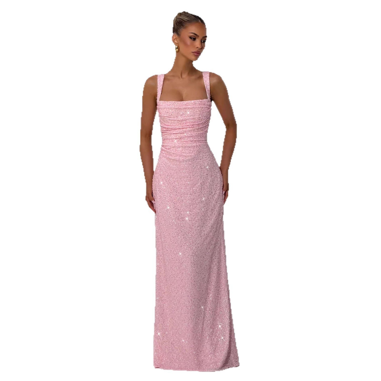 Sequined Sleeveless Tube Top Long Dress with Slit - Image 5