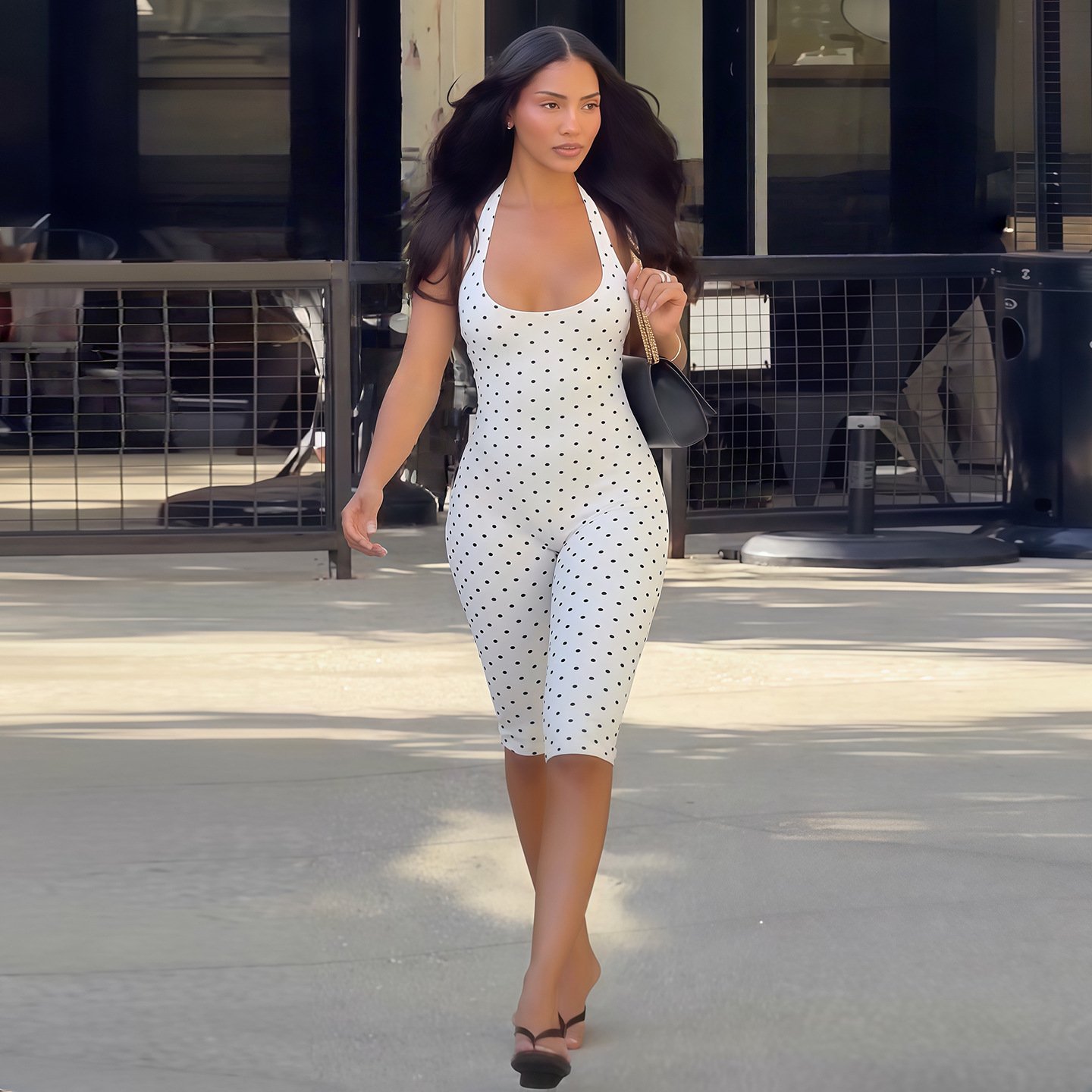 Women's Sleeveless Bodysuit with Low Neck and Open Back - Image 2