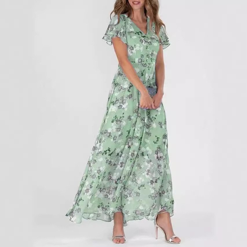 Chiffon Floral Ruffle Dress - Image 4