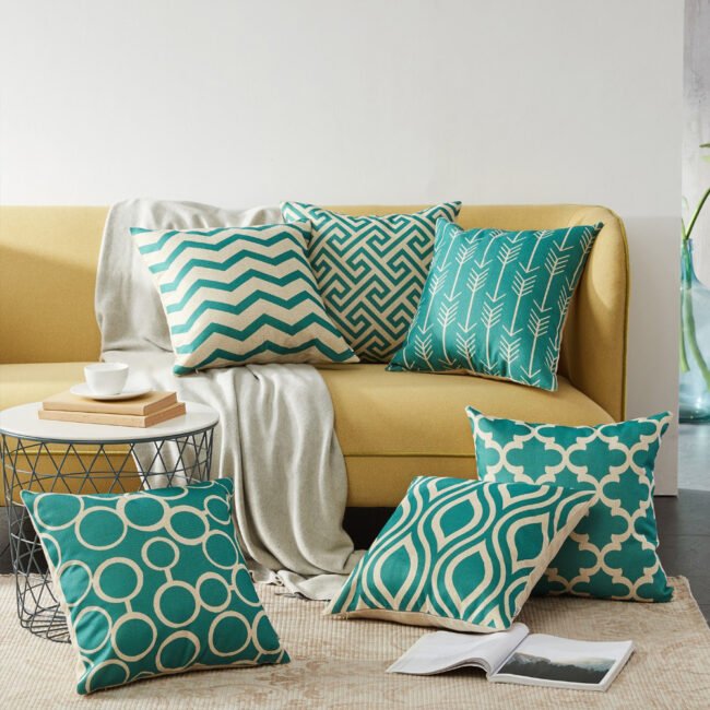 Geometric pattern linen pillowcase