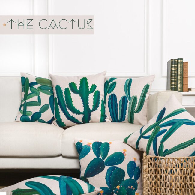 Sheets Cactus Pattern Cushion Cover Printed Polyester Pillow Case 45 45CM Throw