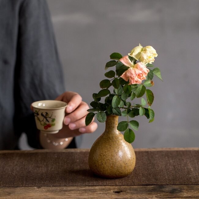 Coarse Ceramic Flower Vase Small Home Vase, Desktop Ornament