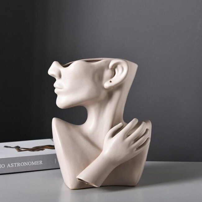 Modern Nordic Style Creative Portrait Vase Human Head Flower Vases Decorative Ornaments Resin Home Flowers Art Decor
